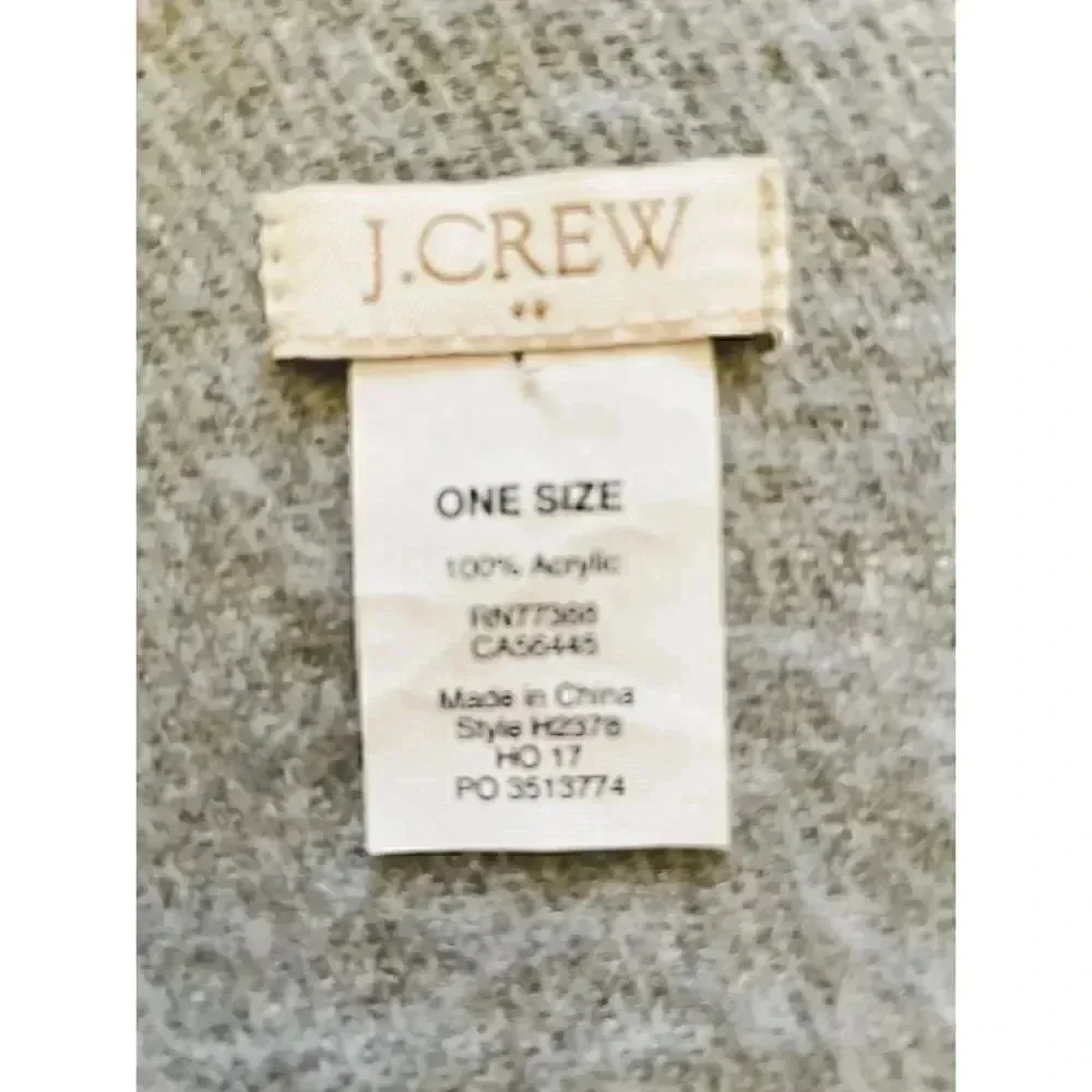 J Crew Gray Oversized Plaid Blanket Scarf Fringe Throw